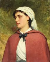Charles Sillem Lidderdale (British, 1831-1895), portrait of a country girl, half-length wearing a