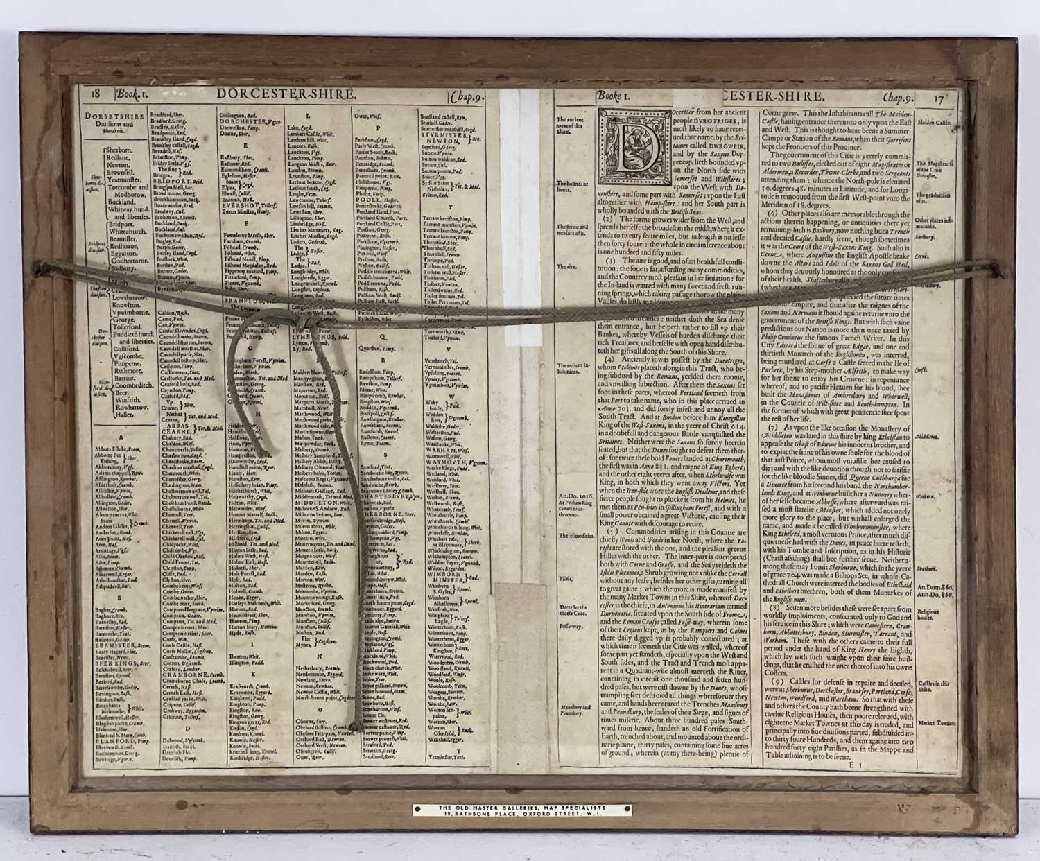 John Speed (British, 1552-1629), map of Dorsetshyre, coloured engraving, 38 by 51cm, framed. - Image 3 of 3