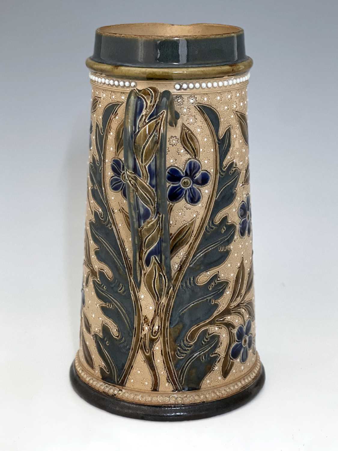 Louisa Davis for Doulton Lambeth, a stoneware jug, 1877, conical form, sgraffito decorated with - Image 5 of 7