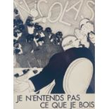 Paul Iribe (French, 1883-1935), Nicolas - Je N'Entends Pas Ce Que Je Bois, mono lithographic print