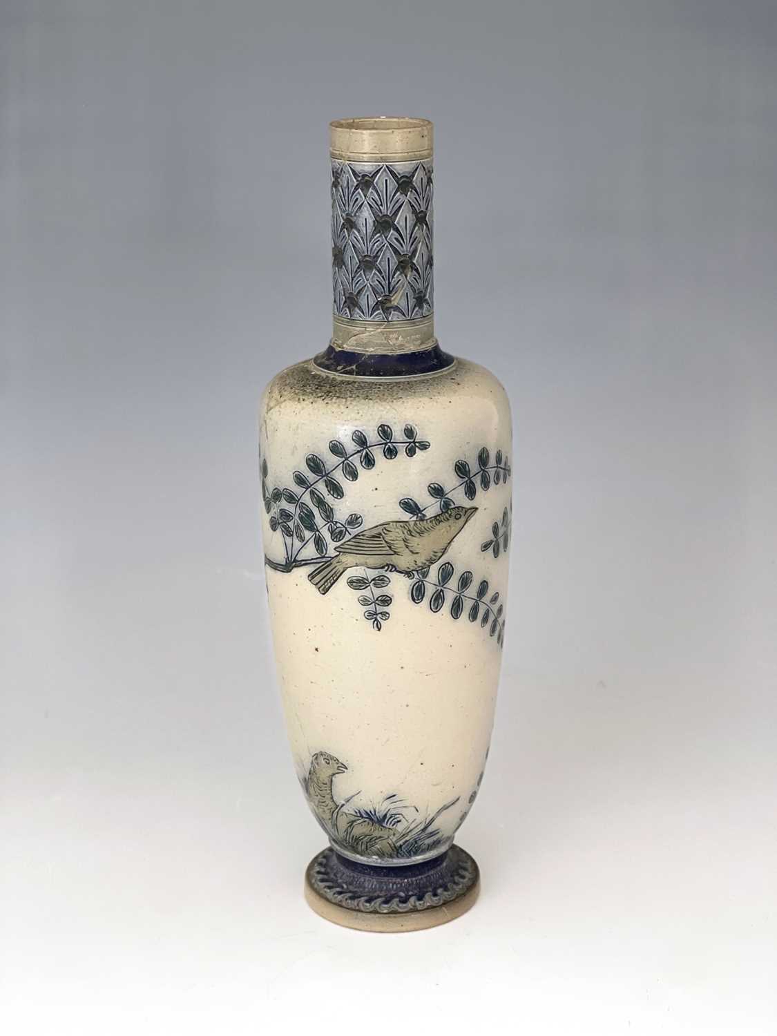 Edwin Martin for Martin Brothers, a stoneware vase, 1879, shouldered and footed form with - Image 4 of 6