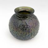 Thomas Webb and Sons, an iridescent glass Bronze Ware vase, circa 1880, textured spherical form with
