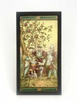 J Gould, a pair of Aesthetic Movement plaques, painted with Shakespearian scenes from Alls Well That