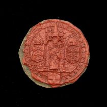 A wax impression of the Seal of the City of Durham, the original probably before 1350, 6cm diameter