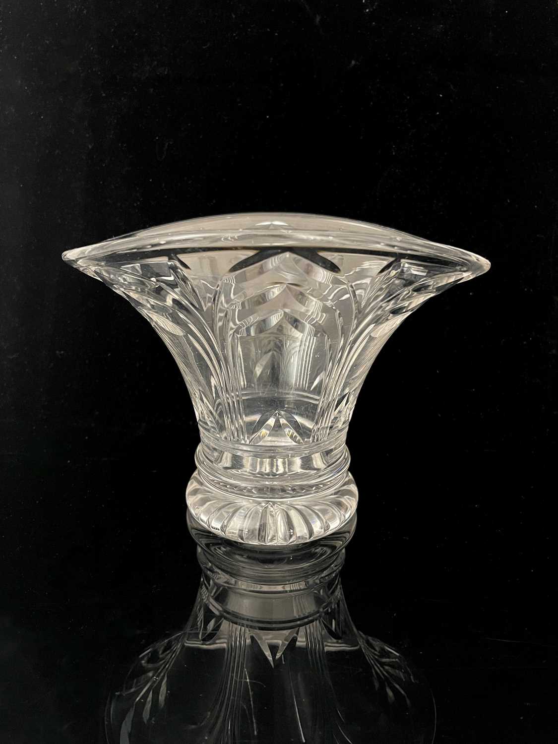 Ludwig Kny for Stuart, an Art Deco cut glass vase, circa 1930s, oval section trumpet form, decorated - Image 6 of 6