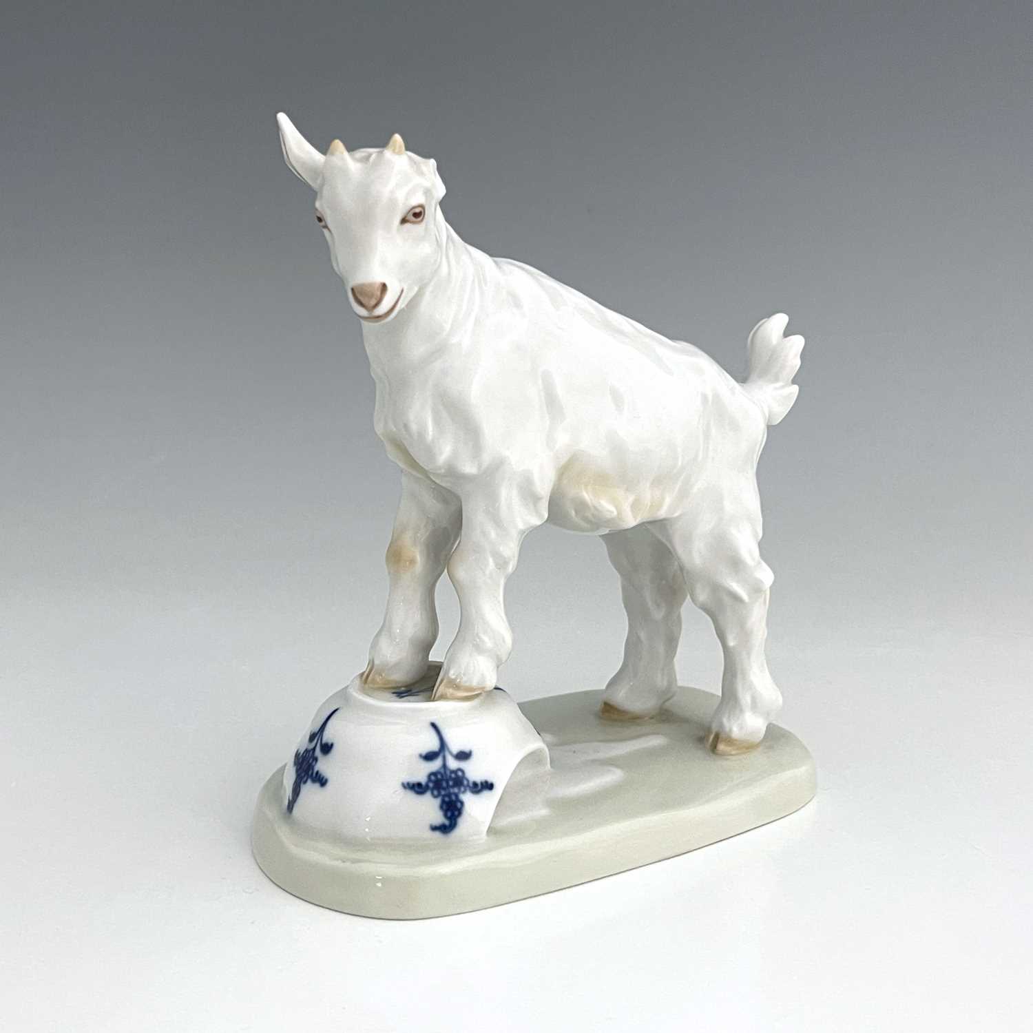 A Meissen figure of a goat on a teacup, model V.107, later 20th century, 14.5cm high - Image 2 of 6