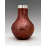 William De Morgan for Sands End pottery, a red lustre vase, circa 1890, bulbous form, later silver