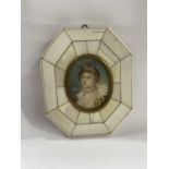 E.E., a 19th century portrait miniature painted to depict a young woman in 16th century dress,