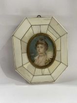 E.E., a 19th century portrait miniature painted to depict a young woman in 16th century dress,