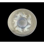 Rene Lalique, an Ondines opalescent glass plate, model 3003, designed circa 1921, frosted and