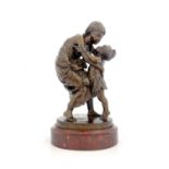 Louis Ernest Barrias (1841-1905), a bronze figure group, mother and child, modelled embracing, on