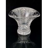 Ludwig Kny for Stuart, an Art Deco cut glass vase, circa 1930s, oval section trumpet form, decorated