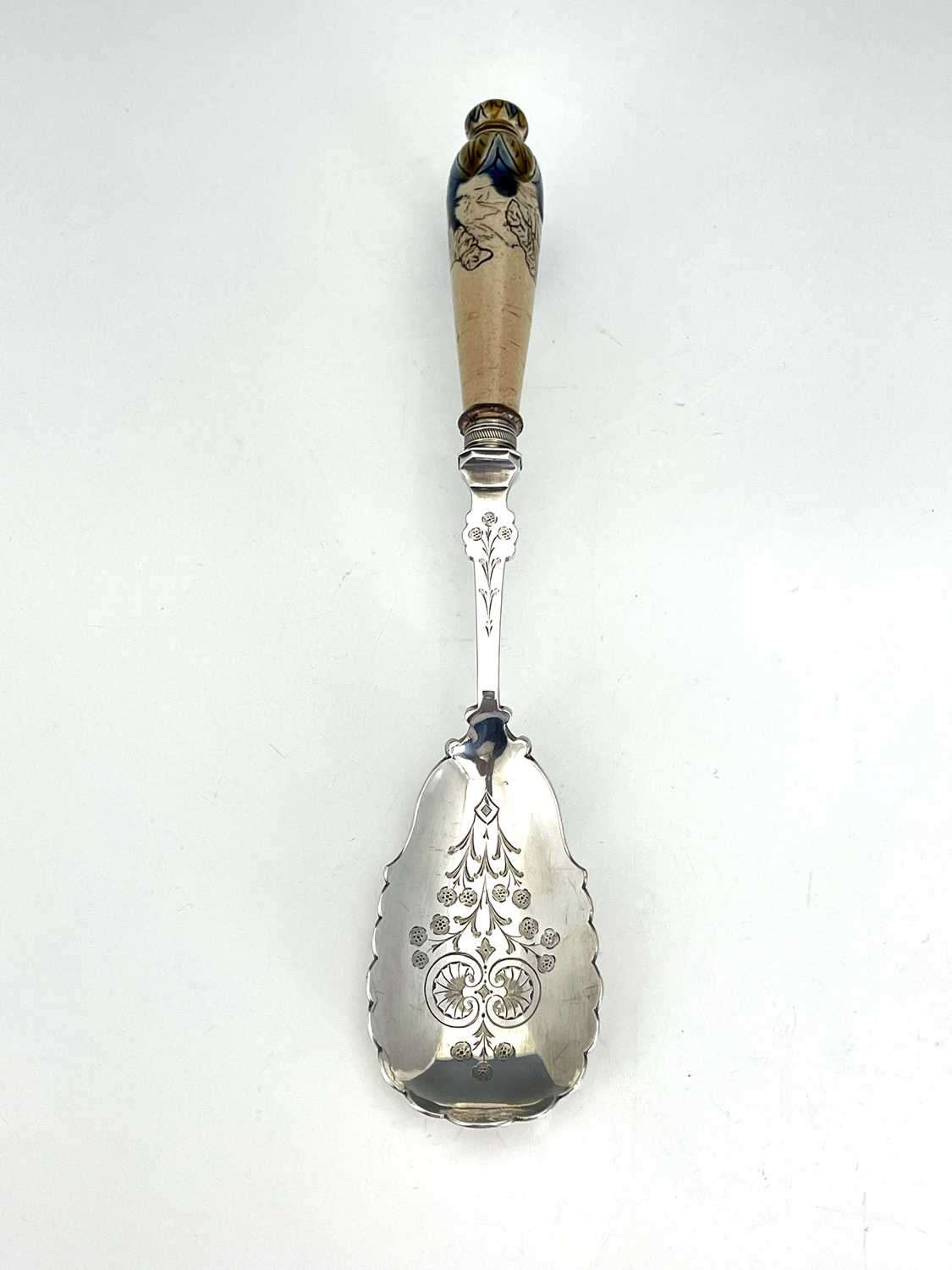 Hannah Barlow for Doulton Lambeth, a stoneware handled serving spoon, circa 1870s, sgraffito - Image 4 of 5