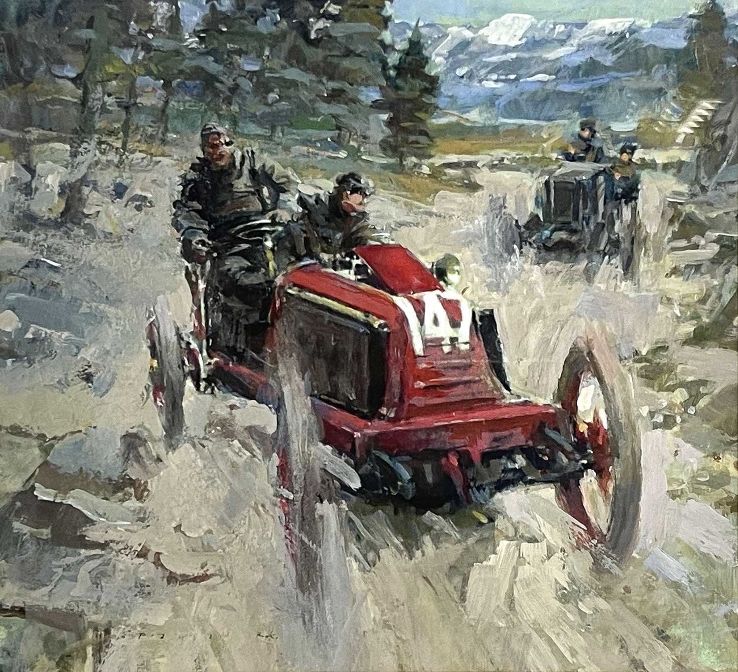 Peter J. Ashmore (British, 1923), 1902 Model K. Renault, Marcel Renault winning the 1902 Paris