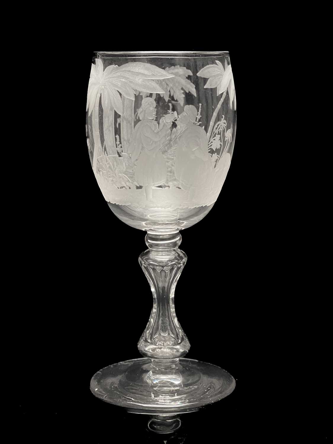 A Stourbridge engraved glass goblet, probably Richardson circa 1840, the rounded bowl decorated with - Image 5 of 10