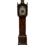 Cliff of Hull, a George III flame mahogany and inlaid longcase clock, arched caddy top with brass