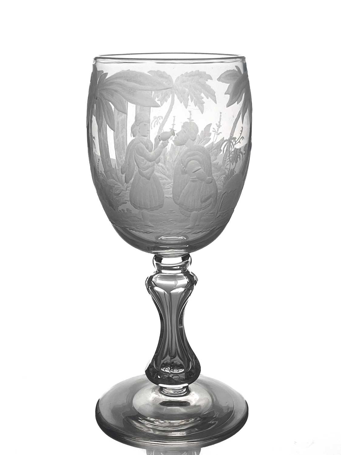 A Stourbridge engraved glass goblet, probably Richardson circa 1840, the rounded bowl decorated with - Image 3 of 10