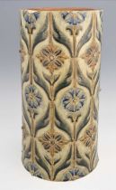 A Doulton Lambeth decorative stoneware pipe section, circa 1870s, sgraffito decorated with geometric