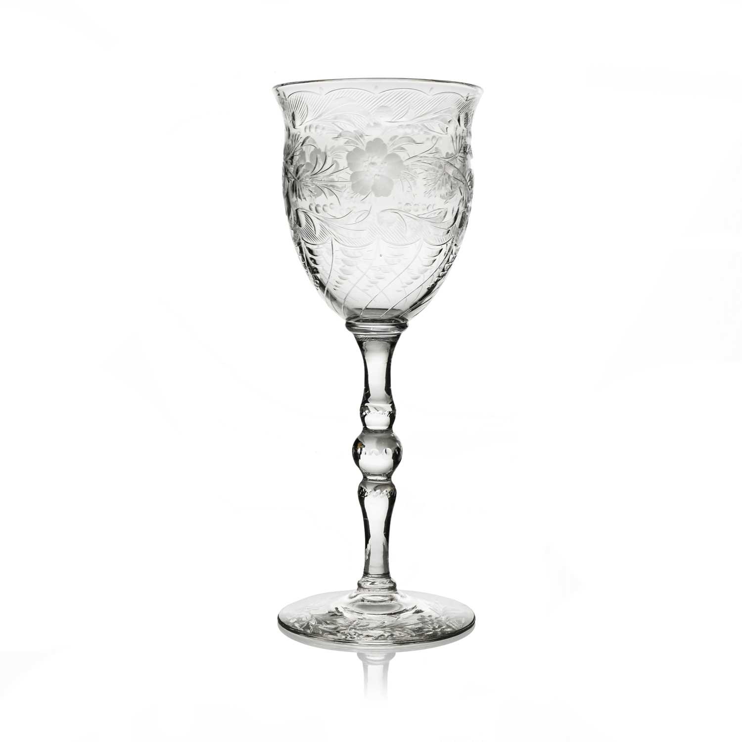 Stevens and Williams, an Edwardian Stourbridge intaglio cut hock wine glass, circa 1905, the