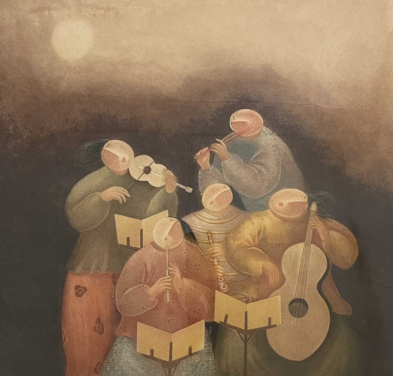 Jeno Gabor (?) (Hungarian,1893-1968), 'Chamber Music', signed l.r., titled l.l., color etching No.