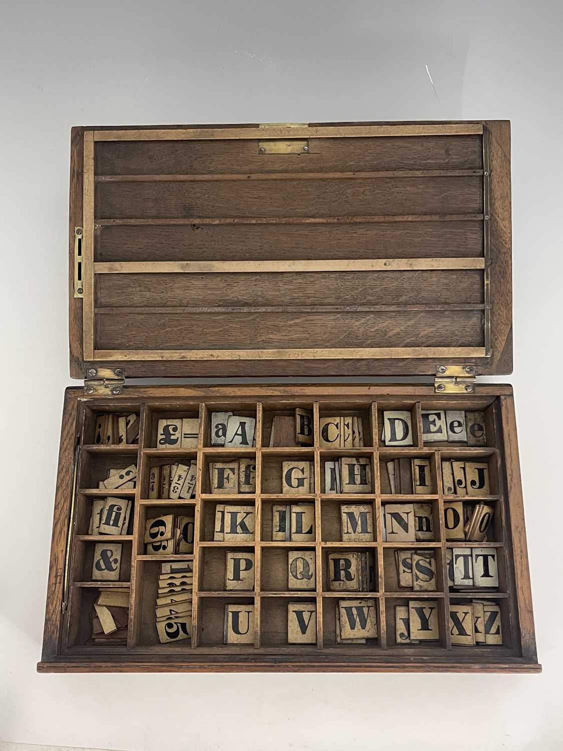 A Victorian learning or teaching aid, the hinged wooden box containing alphabetical, numerical, - Image 3 of 3