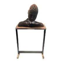 Ray Lonsdale (British, 1965), human bust, rusted finish, on a stand, 181cm high. Note: Artist Resale
