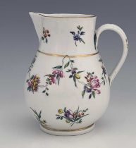 A Champions of Bristol porcelain jug, large baluster form with sparrow beak, painted with a
