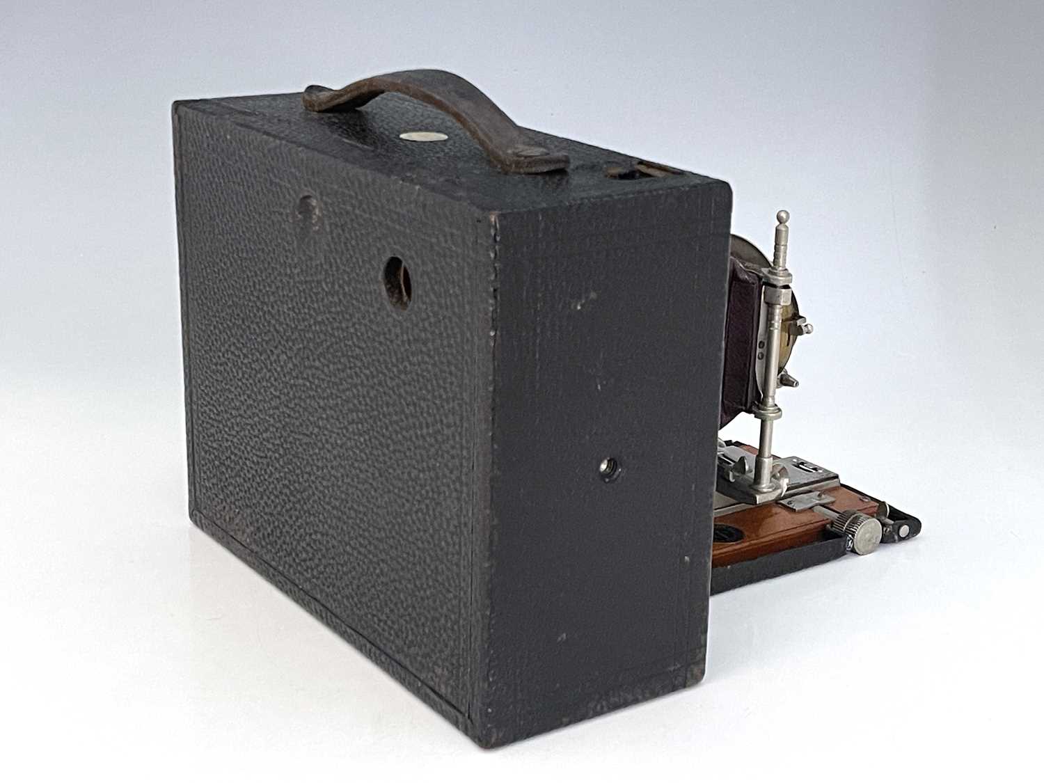 An Eastman Kodak Cartridge concertina camera, brown bellows, with ivorine Sands Hunter plaque, - Image 2 of 5