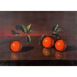 P..Fortunato (Italian, 20th Century), still life of three oranges, signed l.r., oil on canvas, 60 by