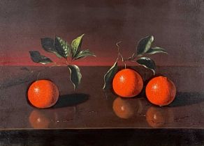 P..Fortunato (Italian, 20th Century), still life of three oranges, signed l.r., oil on canvas, 60 by