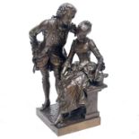 Henri Honore Ple (French, 1853-1922), Courtship, signed, bronze, all-over dark brown patina, 66cm