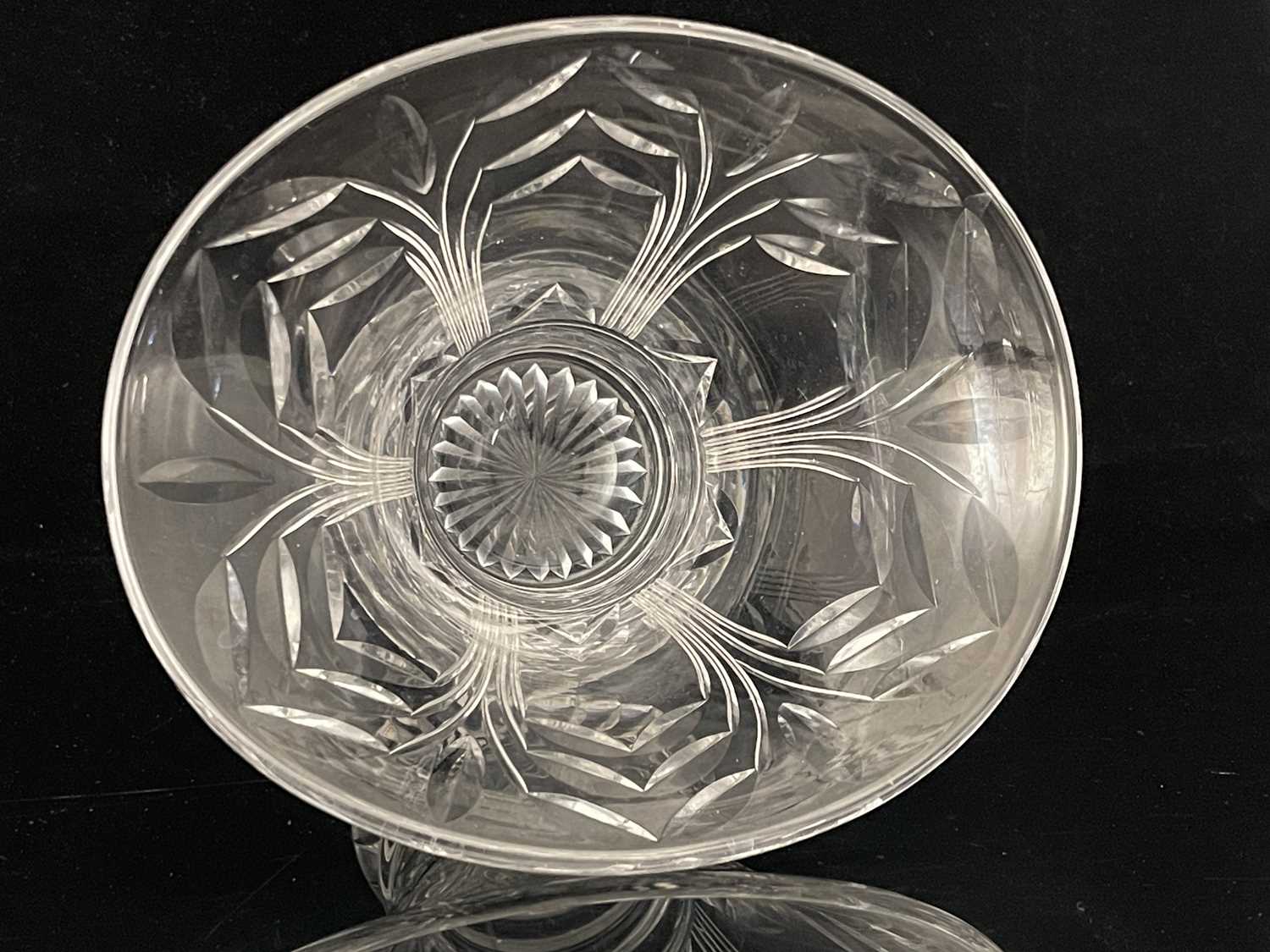 Ludwig Kny for Stuart, an Art Deco cut glass vase, circa 1930s, oval section trumpet form, decorated - Image 3 of 6