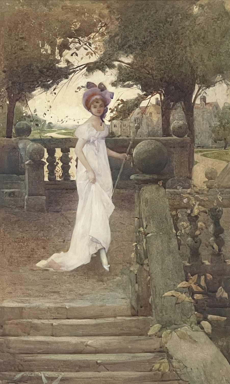 William Lee Hankey (British, 1869-1952), a fashionable young lady, full-length in a white dress