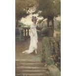 William Lee Hankey (British, 1869-1952), a fashionable young lady, full-length in a white dress