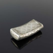 A George III silver snuff box, of rounded rectangular form and curved to rest against the body,