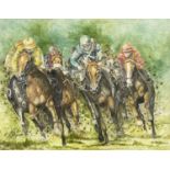 Rick Lewis (British, 1965), At the Turn, signed l.l., watercolour, 35 by 45cm, framed.
