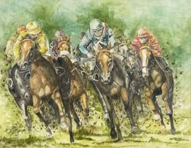 Rick Lewis (British, 1965), At the Turn, signed l.l., watercolour, 35 by 45cm, framed.