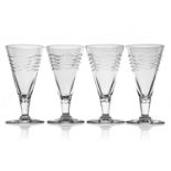 Herbert Webb for Webb Corbett, a set of four Art Deco cut glass drinking glasses, circa 1930,