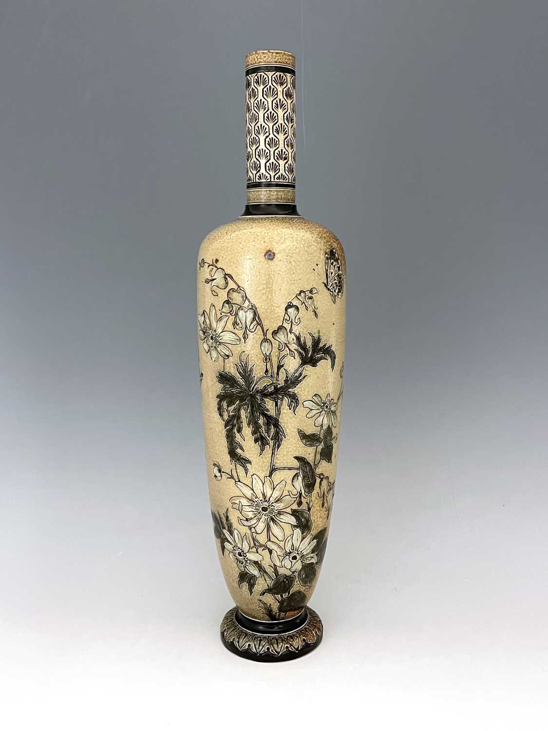 Edwin Martin for Martin Brothers, a large stoneware Wildflower vase, 1886, shouldered footed form - Image 4 of 6