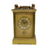 Camerden & Forster, New York, (retailer), a late 19th Century repeating alarm carriage clock, gilt