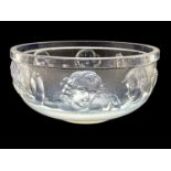 Sabino, an opalescent glass bowl, modelled in relief with a band of children holding hands,