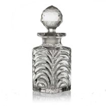 A 19th century Baccarat cut glass scent bottle, cuboid form, with swagged decoration, facet cut