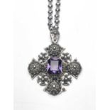 A late Victorian gem-set pendant, with chain