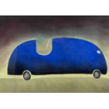 Mackenzie Thorpe (British, 1956), My Blue Car - Never Drive the Car in Hail Stones, Never when God