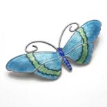 An Arts and Crafts silver and enamelled butterfly brooch, John Atkins, circa 1920, turquoise basse