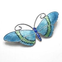 An Arts and Crafts silver and enamelled butterfly brooch, John Atkins, circa 1920, turquoise basse