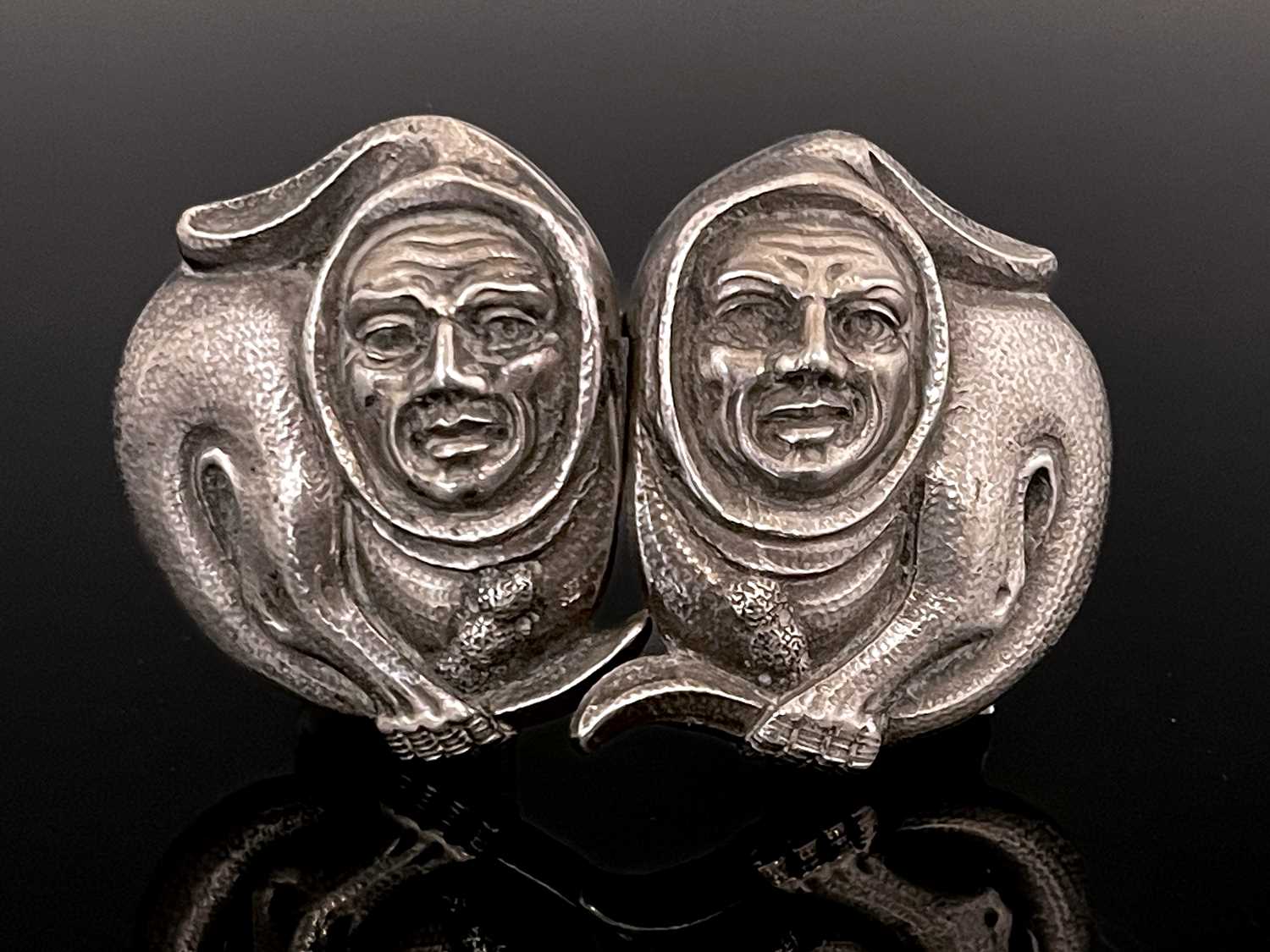 Henrik Moller, a Norwegian Dragestil silver belt buckle, embossed in relief as grotesque medieval