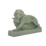 John Skeaping for Wedgwood, an Art Deco figure, Tiger with Buck designed circa 1927, glazed sage