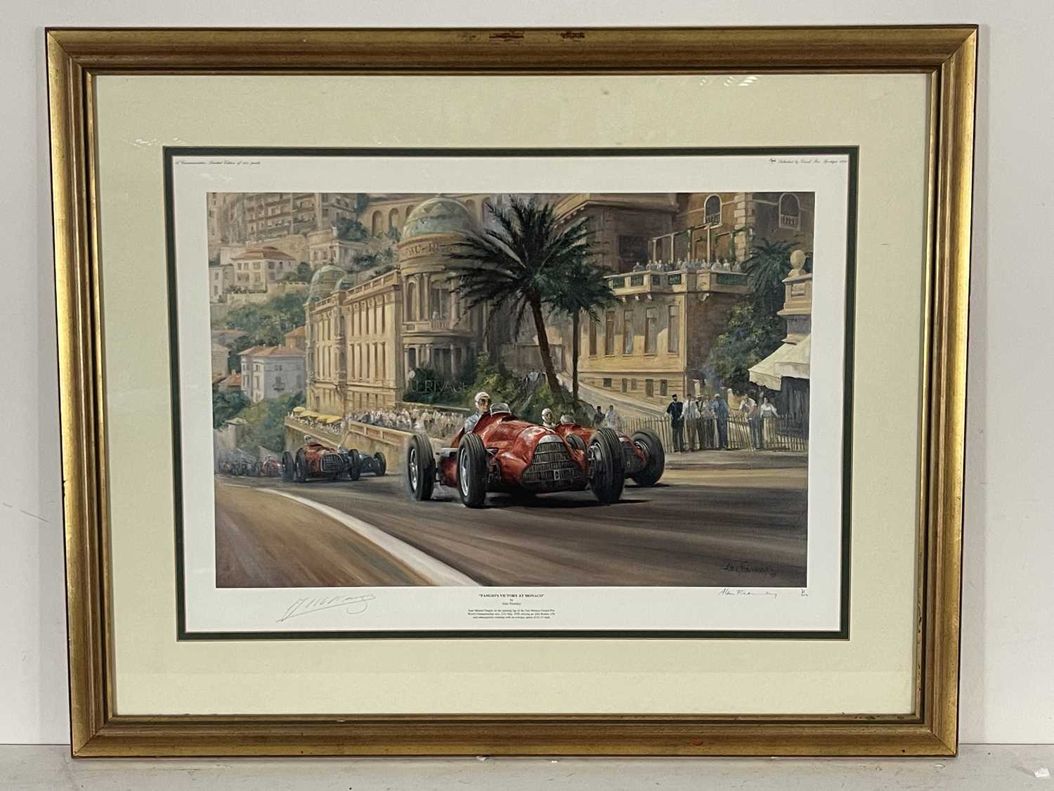 Alan Fearnley (Brtiish, 1942), 'Fangio's Victory at Monaco', signed l.r., signed by Fangio l.l., - Bild 2 aus 4
