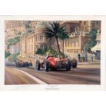 Alan Fearnley (Brtiish, 1942), 'Fangio's Victory at Monaco', signed l.r., signed by Fangio l.l.,